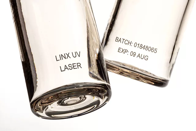 UV-laser for industriell merking: Linx UVG5, Personal Care, Kosmetikk, Plastik, Flaske, Dato, Batch, Tekst